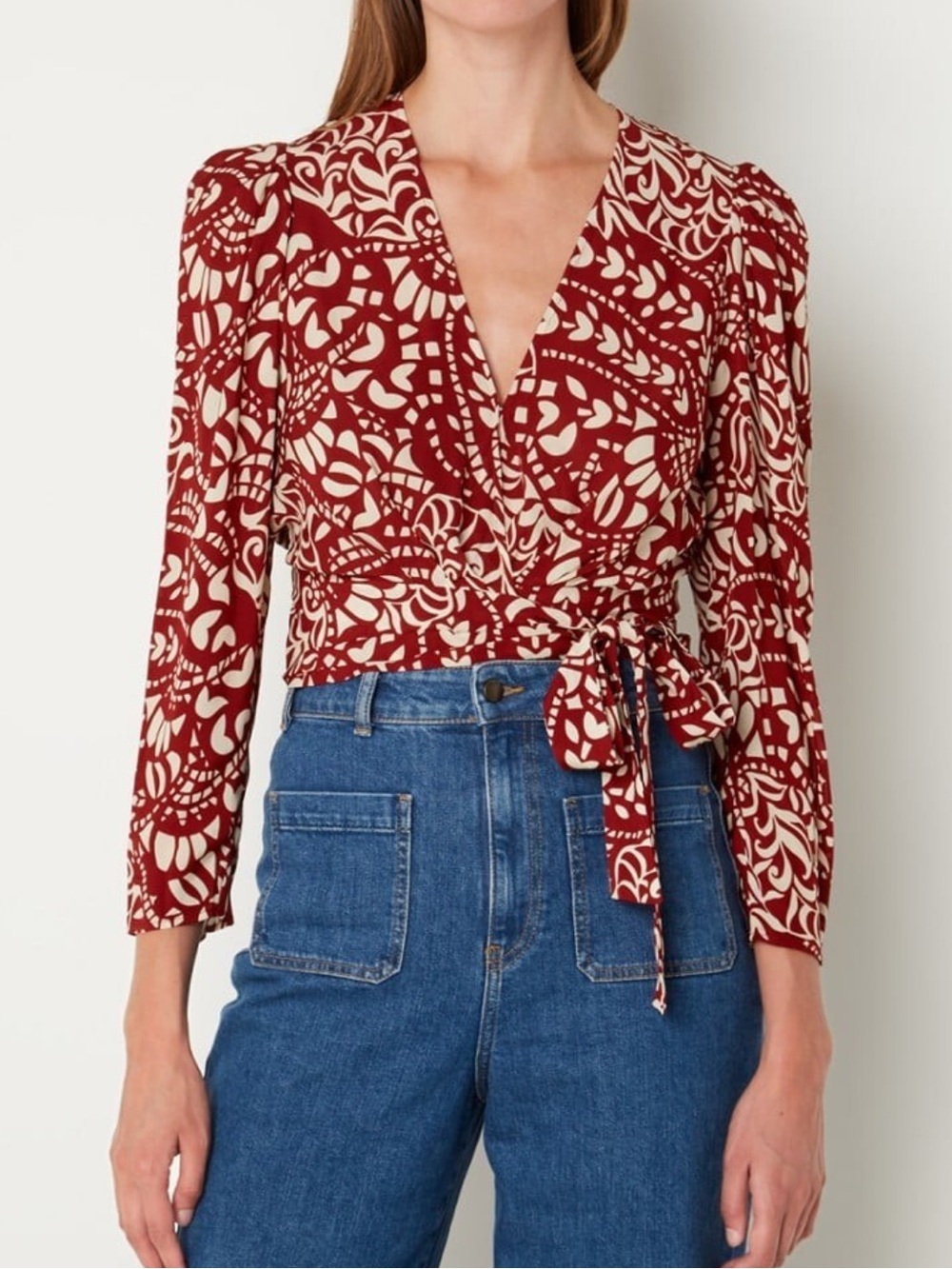 Ba&sh Koxa wrap style long sleeve blouse top ladies size Large NWT